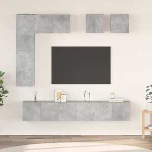 Imagine vidaXL Set de dulapuri TV, 8 piese, gri beton, lemn prelucrat