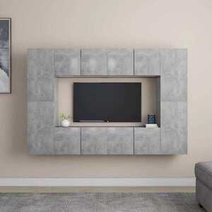 Imagine vidaXL Set de dulapuri TV, 8 piese, gri beton, lemn prelucrat