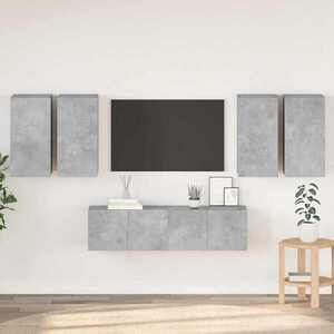 Imagine vidaXL Set de dulapuri TV, 6 piese, gri beton, lemn prelucrat