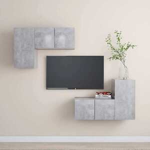 Imagine vidaXL Set de dulapuri TV, 4 piese, gri beton, lemn prelucrat