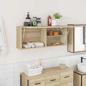 Imagine vidaXL Dulap perete baie, stejar sonoma, 100x25x40 cm, lemn prelucrat