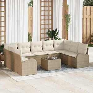Imagine vidaXL Set de canapea 10 buc. Bej [Sintetic]: Poli Rattan