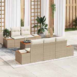 Imagine vidaXL Set de canapele pentru grădină 6 buc. Bej Rattan poli