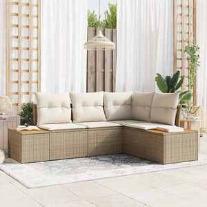 Imagine vidaXL Set de canapele pentru grădină 5 buc. Bej Rattan poli