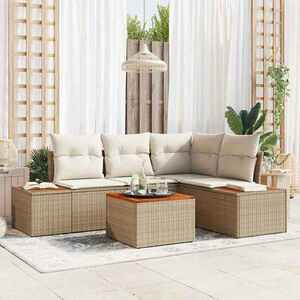Imagine vidaXL Set de canapele pentru grădină 5 buc. Bej Rattan poli