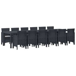 Imagine vidaXL Set de masă pentru grădină 13 buc. Antracit Ratan Polt