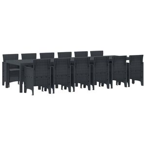 Imagine vidaXL Set de masă pentru grădină 13 buc. Antracit Ratan Polt