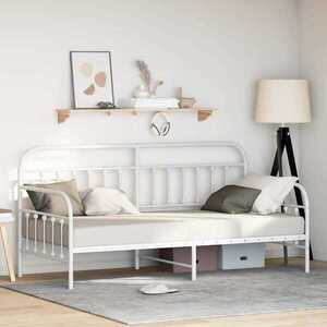 Imagine vidaXL Cadru de pat de zi Alb 107 x 203 cm Oțel vopsit electrostatic