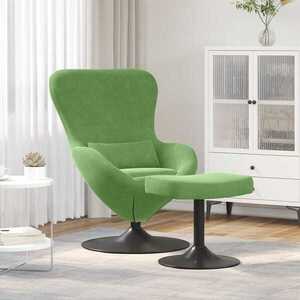 Imagine vidaXL Scaun Egg cu Taburet Verde deschis Catifea