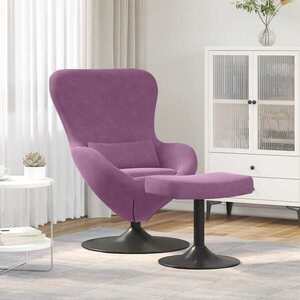 Imagine vidaXL Scaun Egg cu Taburet Violet Catifea