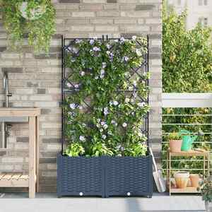 Imagine vidaXL Vază pentru Grădină 2 buc. Gri 80 x 40 x 143 cm PP
