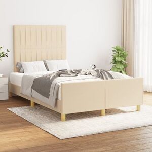 Imagine vidaXL Cadru de pat fără saltea cremă 120x190 cm țesătură