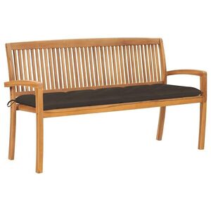 Imagine vidaXL Bancă de grădină stivuibilă cu pernă, 159 cm, lemn masiv tec
