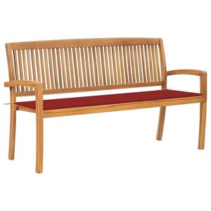 Imagine vidaXL Bancă de grădină stivuibilă cu pernă, 159 cm, lemn masiv de tec