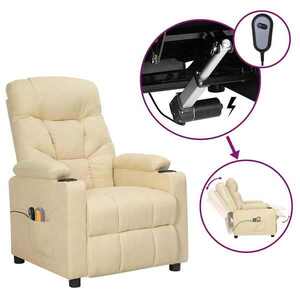 Imagine vidaXL Fotoliu de masaj electric rabatabil, crem, textil