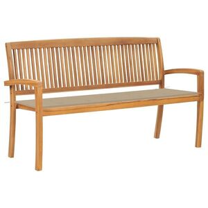 Imagine vidaXL Bancă de grădină stivuibilă cu pernă, 159 cm, lemn masiv de tec