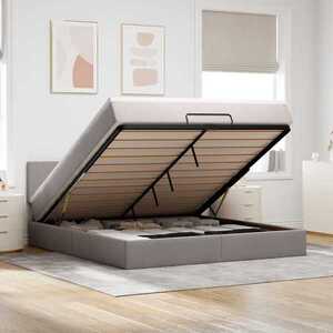 Imagine vidaXL Cadru de pat otoman cu saltea Taupe 180x200cm Material