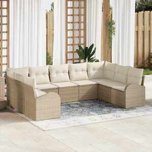 Imagine vidaXL Set de canapea 9 buc. Bej [Sintetic]: Poli Rattan