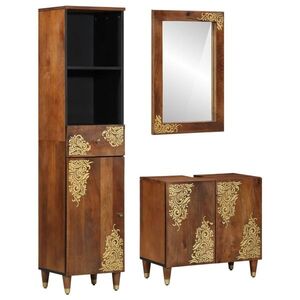 Imagine vidaXL Set dulap baie 3 buc. Maro miere Lemn de mango solid