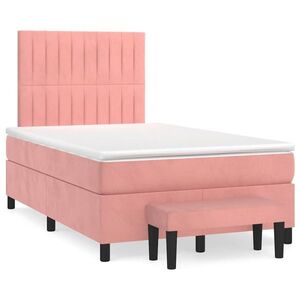 Imagine vidaXL Pat box spring cu saltea, negru, 120x190 cm, catifea