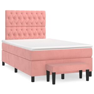 Imagine vidaXL Pat box spring cu saltea, negru, 120x190 cm, catifea