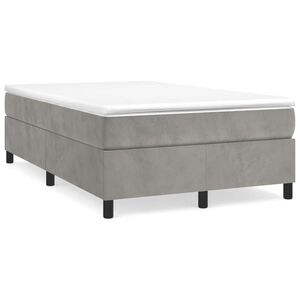 Imagine vidaXL Pat box spring cu saltea, gri deschis, 120x190 cm, catifea