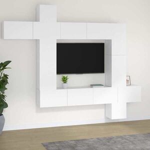 Imagine vidaXL Set comodă TV, 9 piese, alb, lemn prelucrat