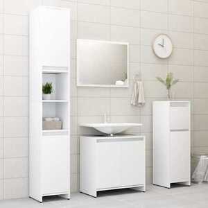 Imagine vidaXL Set mobilier de baie, 4 piese, alb, lemn prelucrat
