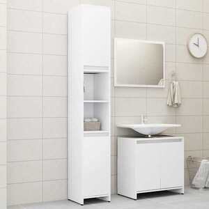 Imagine vidaXL Set mobilier de baie, 3 piese, alb, lemn prelucrat