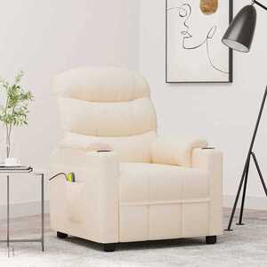 Imagine vidaXL Fotoliu de masaj, crem, material textil