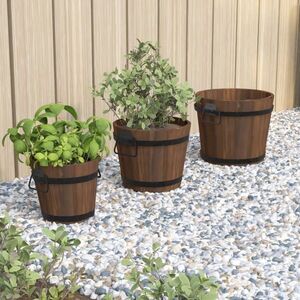 Imagine vidaXL Set de jardiniere tip găleată, 3 piese, lemn masiv de brad
