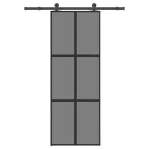 Imagine vidaXL Ușă glisantă cu set de feronerie sticlă temperată și aluminiu