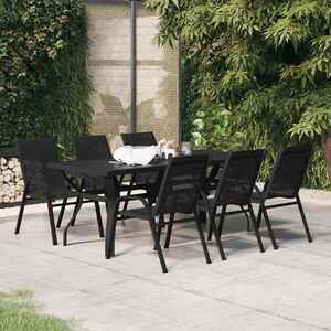 Imagine vidaXL Set de servit masa pentru grădină, 7 piese, negru