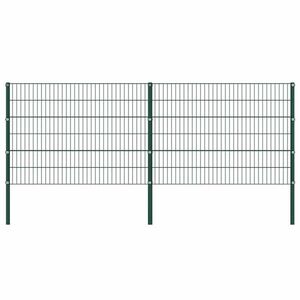 Imagine vidaXL Panou de gard cu stâlpi din fier, verde, 349x120 cm