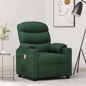 Imagine vidaXL Fotoliu de masaj electric, verde închis, material textil