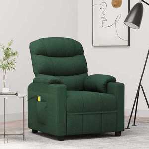 Imagine vidaXL Fotoliu de masaj, verde închis, material textil