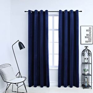 Imagine vidaXL Draperii opace cu inele, 2 buc., albastru, 140x245 cm, catifea
