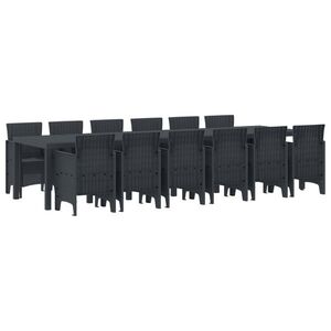 Imagine vidaXL Set de masă pentru grădină 13 buc. Antracit Ratan Polt