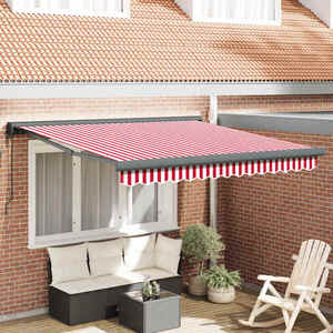 Imagine vidaXL Copertină retractabilă Roșu și Alb 300 x 250 cm Stofă și Metal