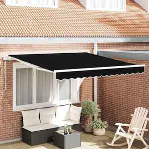 Imagine vidaXL Copertină retractabilă Negru 350 x 250 cm Țesătură și Aluminiu