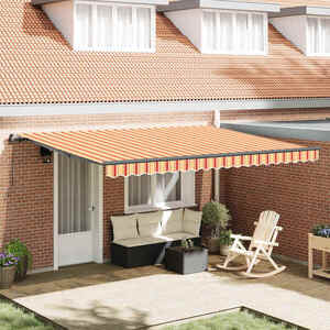 Imagine vidaXL Copertină retractabilă Galben și portocalie 450 × 350 cm