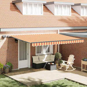 Imagine vidaXL Copertină retractabilă Galben și portocalie 450 × 350 cm