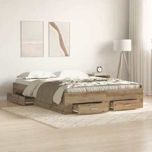 Imagine vidaXL Cadru de pat Stejar Artizanal 160 x 200 cm Lemn prelucrat