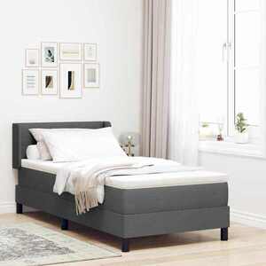 Imagine vidaXL Pat cu arcuri cu headboard Gri închis 200 x 80 cm țesătură