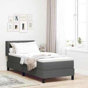 Imagine vidaXL Pat cu arcuri cu headboard Gri închis 200 x 80 cm țesătură