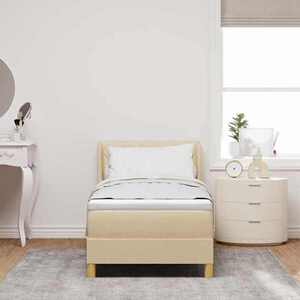 Imagine vidaXL Pat cu arcuri cu headboard Manual Crem 200 x 80 cm țesătură