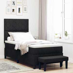 Imagine vidaXL Pat cu arcuri cu headboard Negru 100 x 200 cm țesătură