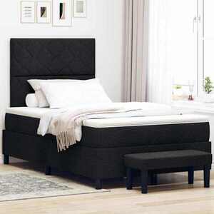 Imagine vidaXL Pat cu arcuri cu headboard Negru 120 x 200 cm țesătură