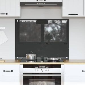 Imagine vidaXL Panou de bucătărie Gri închis 80 x 60 cm sticlă securizată