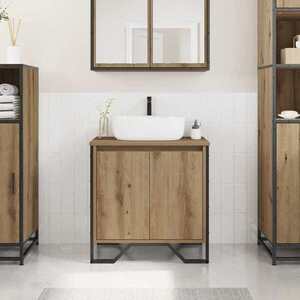 Imagine vidaXL Dulap pentru Chiuveta de Baie Stejar Artizanal 60 x 35 x 60 cm